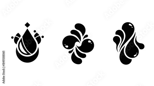 Abstract liquid droplet and splash graphic design elements for branding and logos
