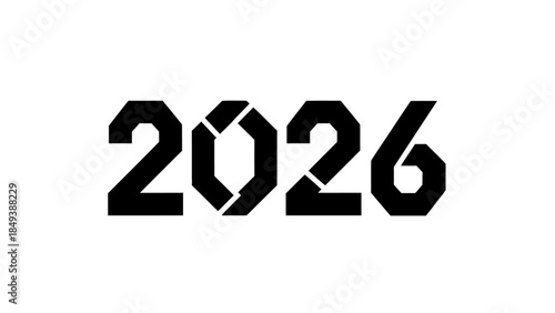 Bold black stencil font number 2026 displayed on a clean white background for design projects