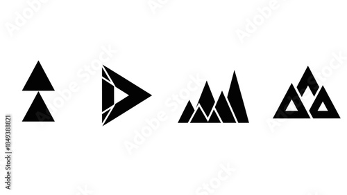 Geometric abstract triangular shapes and mountain silhouettes for modern graphic design