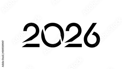 Modern Bold Black Numbers 2026 on a Clean White Background Graphic Design