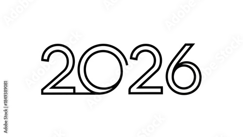Modern minimalist 2026 year number typography design with white background