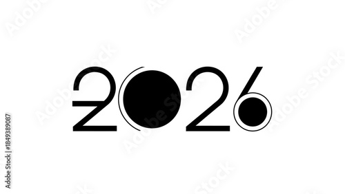 Modern minimalist abstract graphic design of the year 2026 numerals in black
