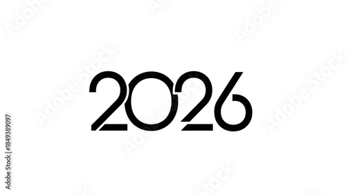 Modern Minimalist Black Number 2026 Against a Clean White Background