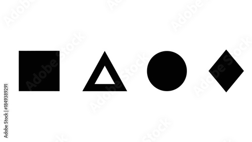 Simple Geometric Shapes Square Triangle Circle Rhombus on a White Background