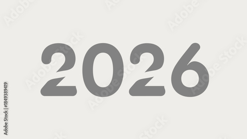 The year 2026 displayed in bold gray numerals on a plain light gray background