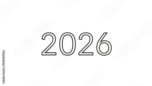 The year 2026 displayed with a clean and minimalist font on a white background