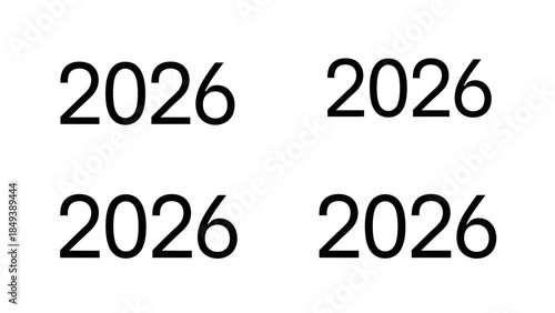 The year 2026 prominently displayed four times in a clear white background setting