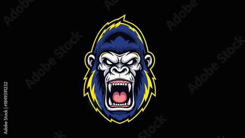 Furious Gorilla Head With Lightning Bolt Accent - Fierce Animal Icon