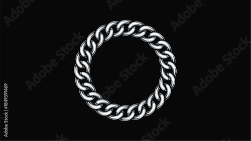 Circular metal chain on a black background 1.