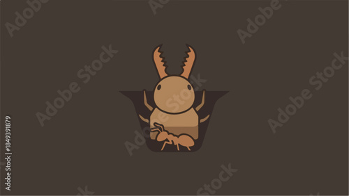 Cute cartoon beetle with large antennae and small legs.