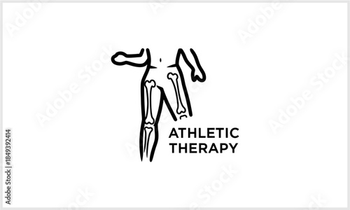 Athletic Therapy Logo Human Skeleton Leg Bones Sports Injury logotypeiconsportslogodesign.