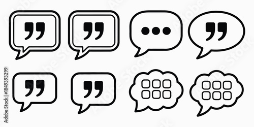 Speech Bubble Icons Vector Set, featuring quotation marks ellipsis