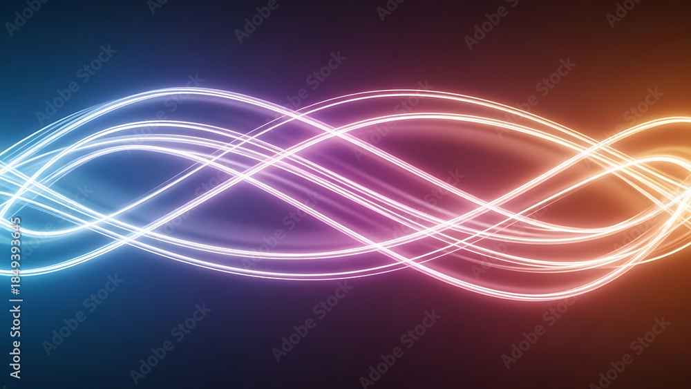 Naklejka premium Vibrant neon light trails in colorful gradient background