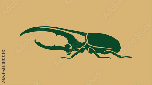 Majestic Green Beetle Silhouette on Earthy Background.