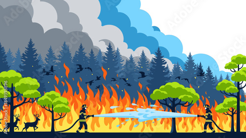 Firefighters battling forest fire to save wildlife