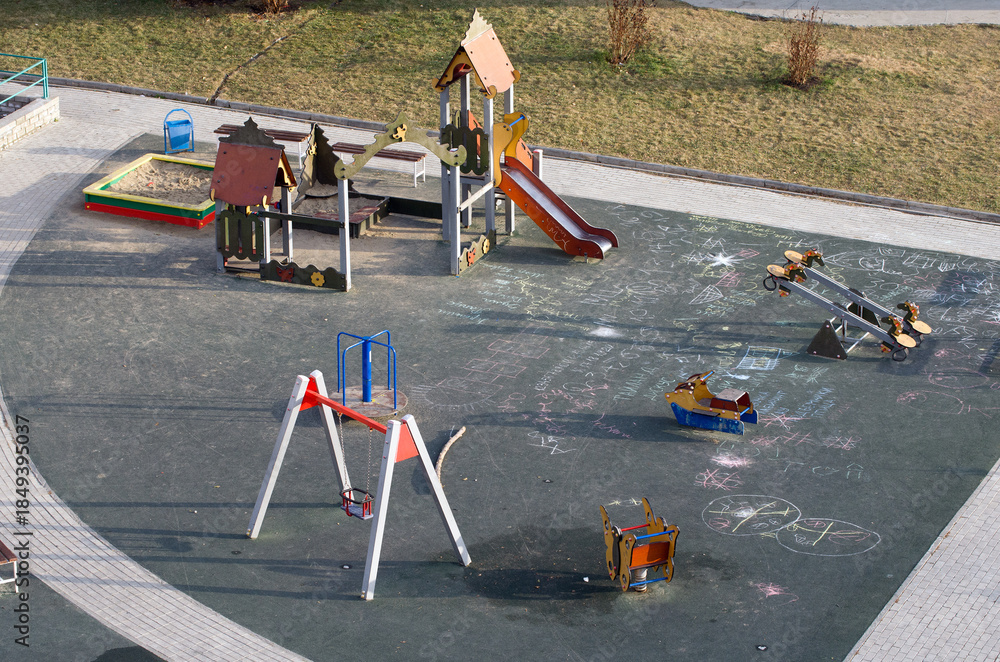 Fototapeta premium A children's playground in the rays of the autumn sun