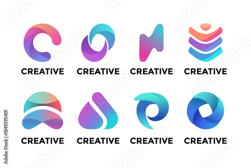 Modern Abstract Gradient Logo Bundle - 8 Creative Colorful Branding Icons