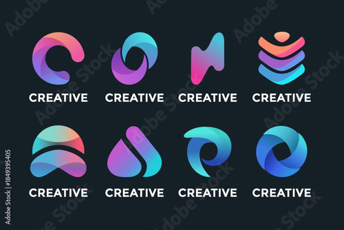 Premium Abstract Gradient Logo Bundle - 8 Vibrant Geometric Identity Icons