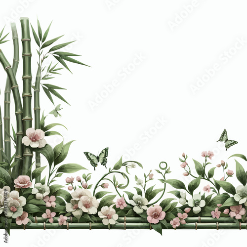 frame with bamboo leaves