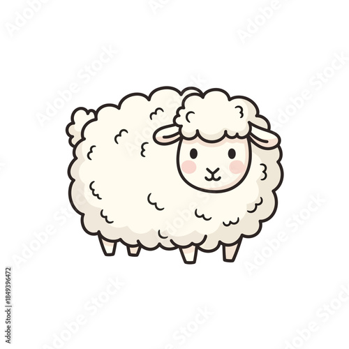 Cute fluffy sheep illustration, a farm animal with woolly texture