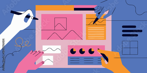 Designing a user interface hands sketching layouts on a digital screen