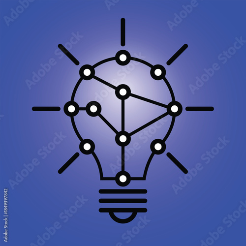 A stylized lightbulb formed by interconnected nodes and lines