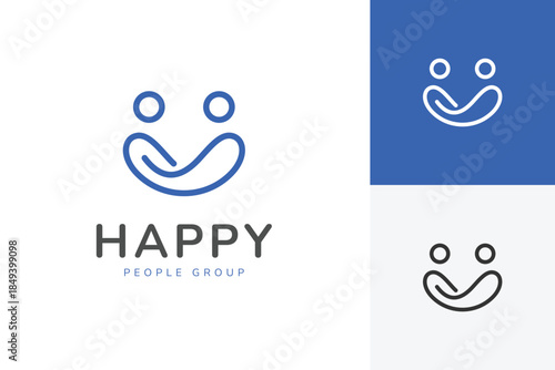 Abstract People Community Logo. design with smile happiness icon symbol. creative Logo Design Element for partnership, Dental Clinic and Social App