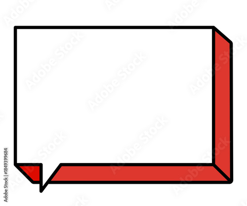 立体的でポップな横長の四角い吹き出しイラストアイコン