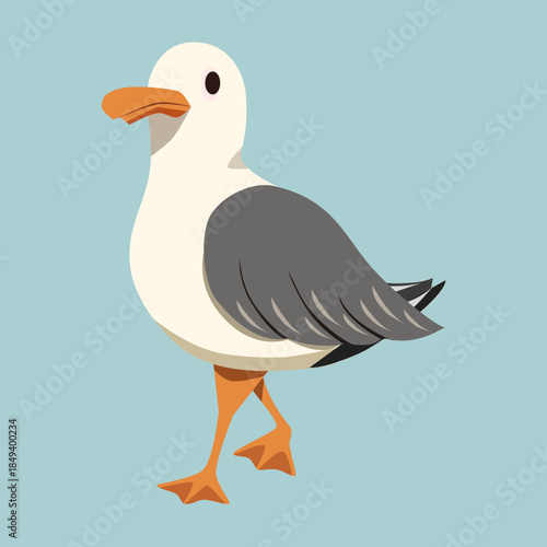A cartoon of seagull bird vector design. A bird from antarctica, perfect element for merchandise, wrapping paper, seamless pattern, background.