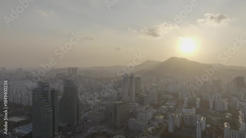 Wallpaper Mural Aerial view over Pyeongchon and Beomgye area at sunset in Anyang City, South Korea Torontodigital.ca