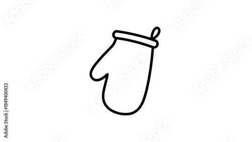 Minimalist black outline mitten icon - vector line art