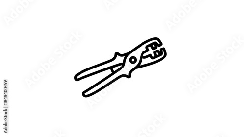 Line art pliers icon - minimalist vector illustration of hand tool with jaws