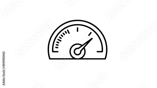 Minimalist black outline speedometer gauge icon with a needle (semi-circular dial)