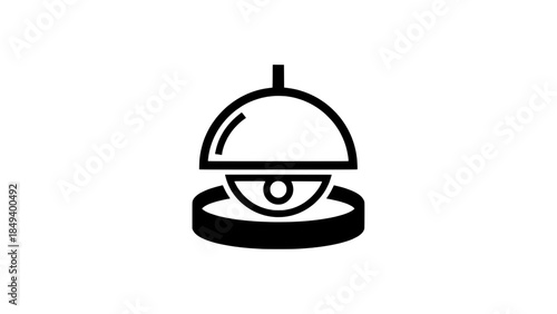 Minimalist black cloche icon over a plate - food service / restaurant symbol