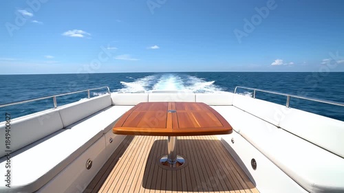 View from the aft deck of a luxury yacht speeding away
