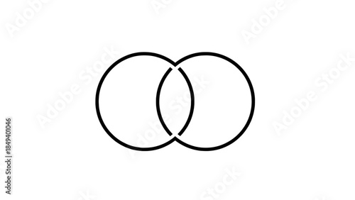 Minimal outline icon of two overlapping circles (Venn diagram)