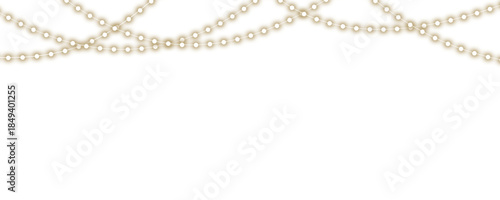 Christmas bulbs twinkle with gentle shine, festive garland string light. Christmas lights with glowing bulbs for holiday cards and banners overlay background. Vector Christmas lights on a transparent 