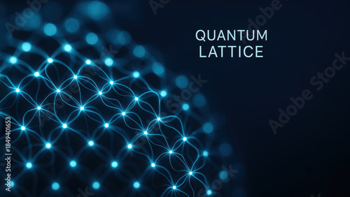 Quantum lattice network computing future technology background glowing blue light connection science data grid wave abstract pattern energy modern digital concept innovation imagination