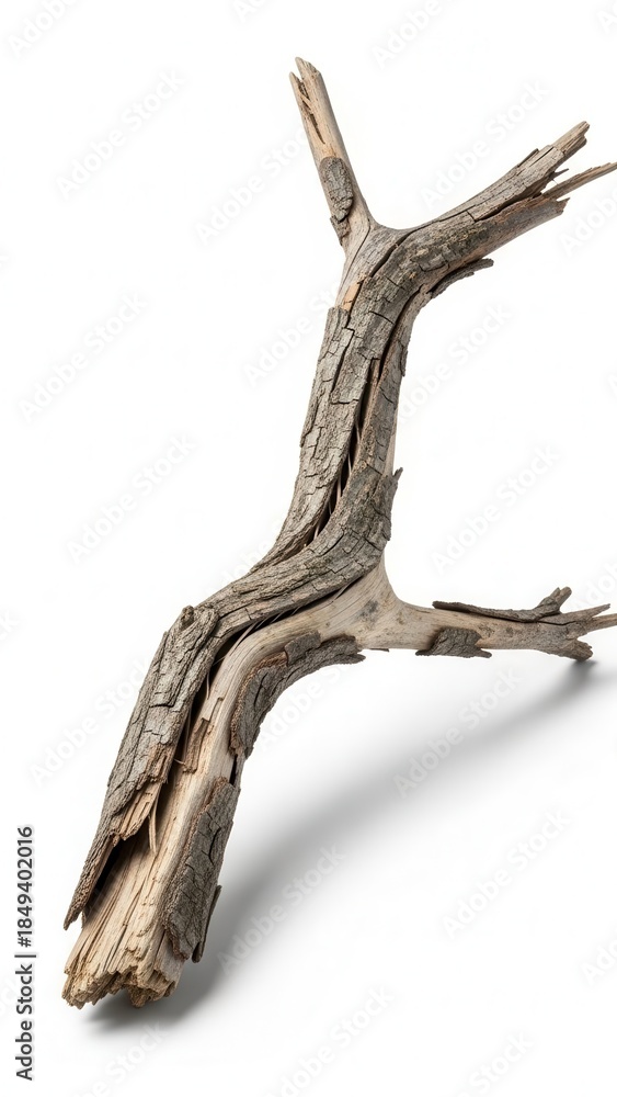 Obraz premium Minimalist dried branch on a white studio background.