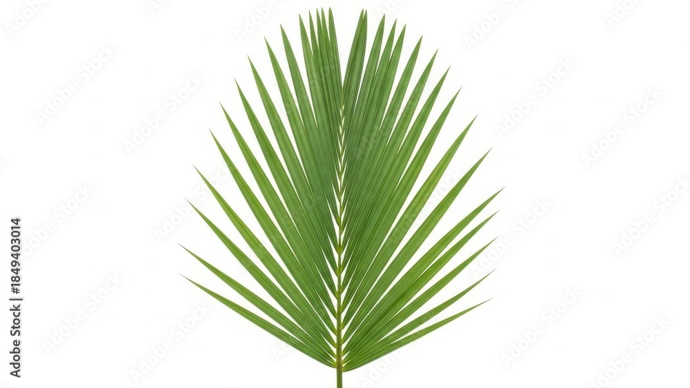 Obraz premium Vibrant Palm Leaf Frond on White Background.
