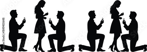 Silhouettes of couples in love and relationships illustrating various romantic connections