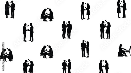 Silhouettes of couples in love and relationships illustrating various romantic connections