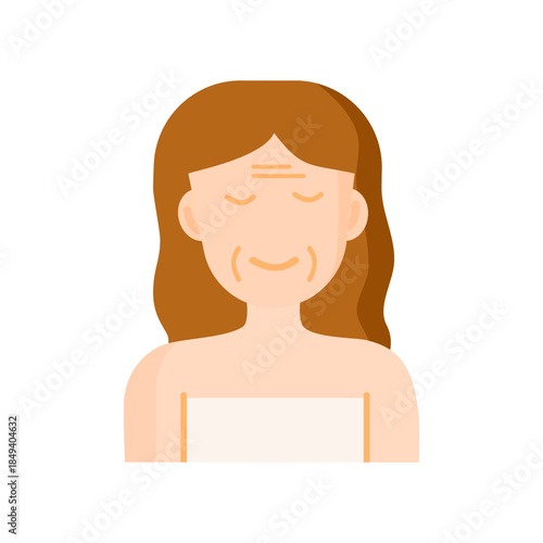 Woman dermatology wrinkles on white background.