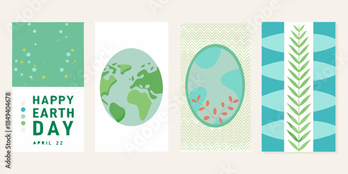 Colorful earth day themed bookmark designs with nature and world illustrations