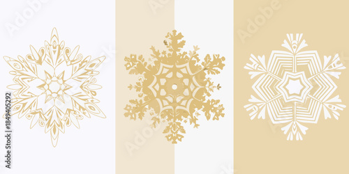 Golden snowflakes on a gradient background a delicate winter aesthetic