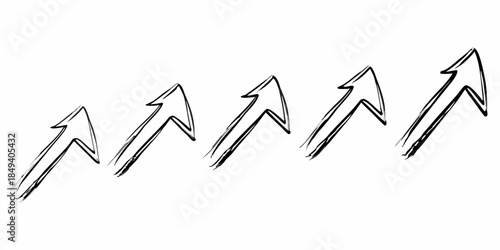 A series of hand drawn black arrows pointing upwards in a minimalist style