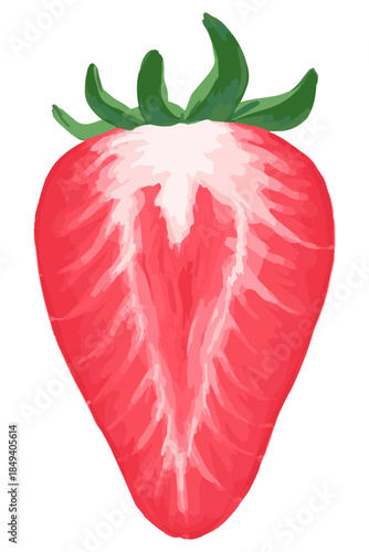 手描きの苺イラスト_一つ断面