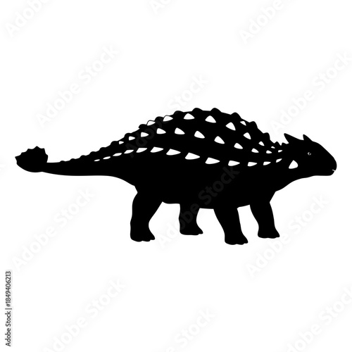 Ankylosaurus Dinosaur Prehistoric Animal Black Silhouette Vector Icon Isolated on White Background for Jurassic Design