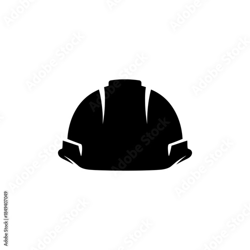Construction Helmet Hard Hat Safety Gear Black Silhouette Vector Icon Isolated on White Background for Work Design