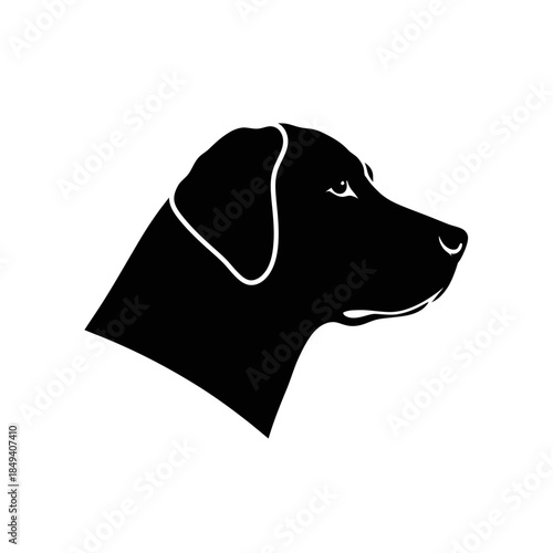 Labrador Dog Head Profile Pet Animal Black Silhouette Vector Icon Isolated on White Background for Canine Design